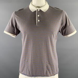 SHIPLEY and HALMOS Size XL Blue Orange White Stripe Cotton Ribbed Polo